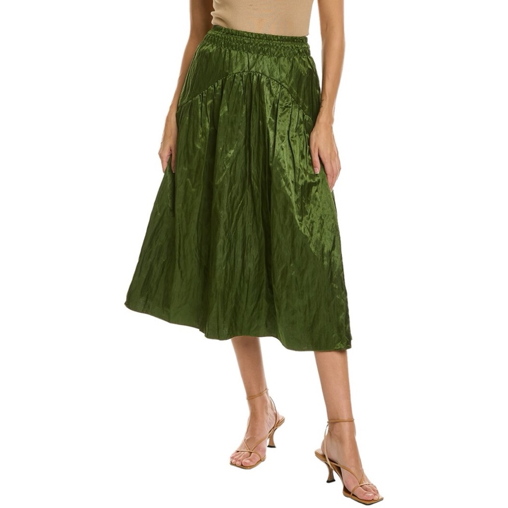 NWT Vince Tiered Shimmering Green Midi Skirt